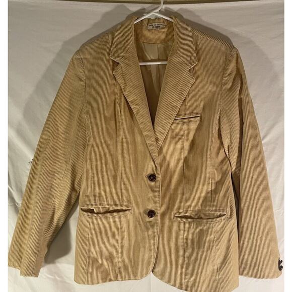 80s Womens Size 16 Made In Macau Yellow Toned Corduroy Blazer Vintage 80s - Picture 1 of 7